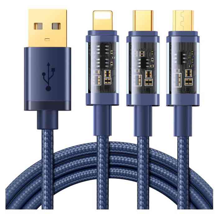 JOYROOM S-1T3015A5 3.5A 3-in-1 usb to Lightning+Type-C+Micro Charging cable 1.2m